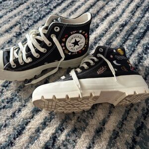 Converse Black and White Embroidered High-Tops